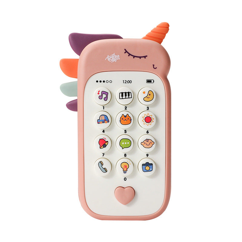 Unicorn Ba Toy Phone Music & Light Learning Mobile Teether for Toddlers Interactive English Educational Gift Pink