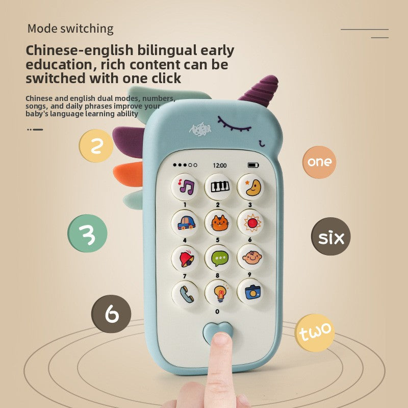 Unicorn Ba Toy Phone Music & Light Learning Mobile Teether for Toddlers Interactive English Educational Gift Pink