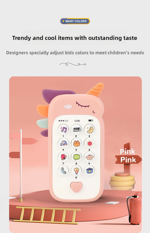 Unicorn Ba Toy Phone Music & Light Learning Mobile Teether for Toddlers Interactive English Educational Gift Yellow
