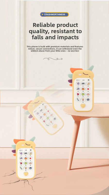 Unicorn Ba Toy Phone Music & Light Learning Mobile Teether for Toddlers Interactive English Educational Gift Yellow