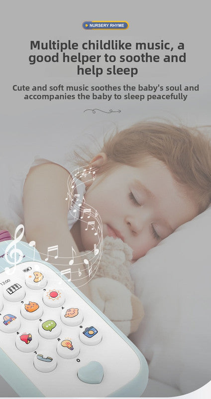 Unicorn Ba Toy Phone Music & Light Learning Mobile Teether for Toddlers Interactive English Educational Gift Blue