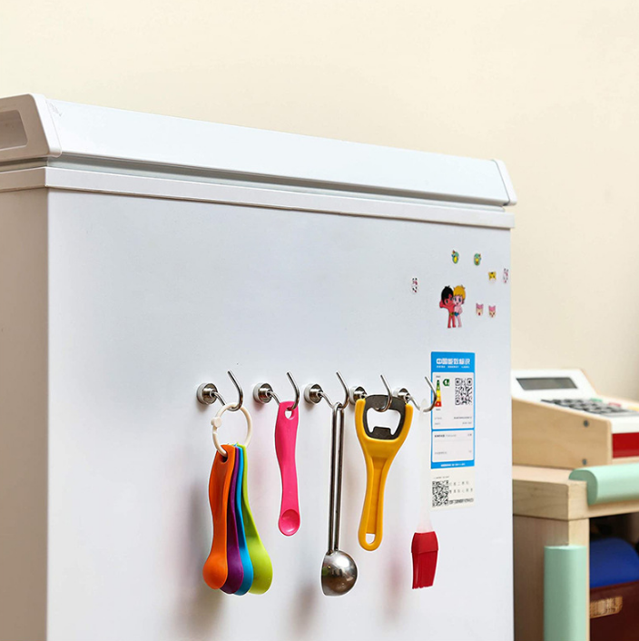 Neodymium Magnetic Hooks 16mm Base Large Open Mouth Hanger Heavy Duty Magnet for Fridge Kitchen BBQ Grill Utensils and Keys Black