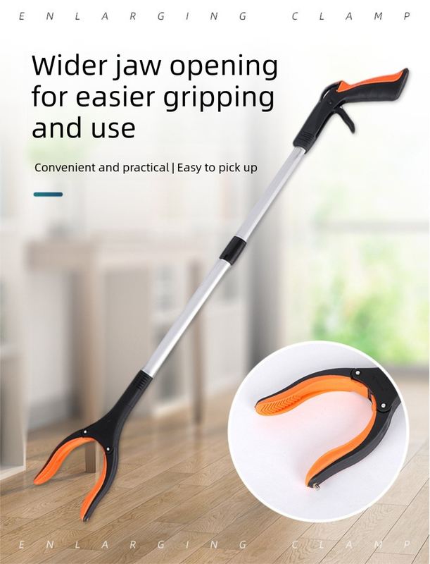 Blue and Black Handle Foldable Grabber Reacher Tool - 83cm Aluminium Litter Picker with Magnetic Tip - Lightweight Mobility Aid for Garden & Home Rubbish Cleanup