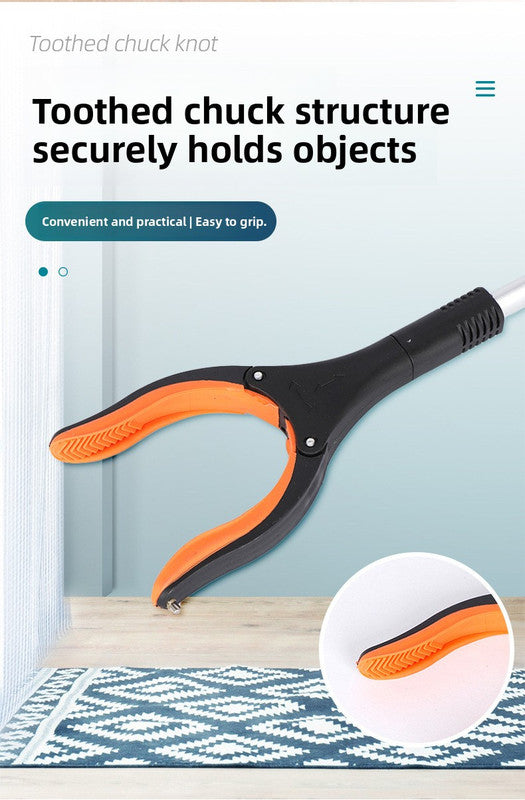 Yellow and Black Handle Foldable Grabber Reacher Tool - 83cm Aluminium Litter Picker with Magnetic Tip - Lightweight Mobility Aid for Garden & Home Rubbish Cleanup