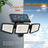 Solar Outdoor Security Lights Motion Sensor 210 LED - 3 Adjustable Heads Flood Light with Remote Control IP65 Waterproof for Garden Garage & Yard