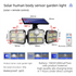 Solar Security Lights Outdoor Motion Sensor 122 LED - 3 Adjustable Heads Flood Light with Remote IP65 Waterproof for Garden & Garage