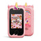 Kids Unicorn Smart Phone Toy with Dual Camera and IPS Touch Screen Educational Games MP3 Music Player 512MB Card Included Pink Silicone Case Ideal for Girls Gift