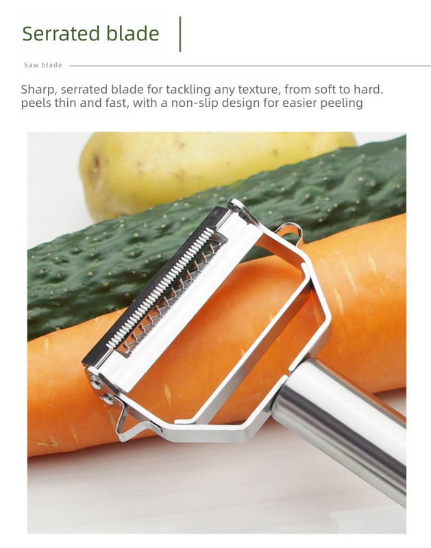 Premium Stainless Steel Dual Peeler & Julienne Cutter - 2-in-1 Vegetable Slicer with Swivel Blade - Heavy Duty Multi-Function Kitchen Tool for Potatoes, Carrots & Fruit