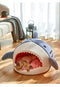 Novelty Shark Pet Cave Bed Enclosed Cozy Sleeping Nest for Cats and Small Dogs Soft Flannel Year Round Comfort Light Blue M Size