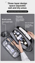 Large Waterproof Men's Toiletry Bag 3-Layer Travel Dopp Kit with Wet Dry Separation Portable Shower Organiser for Gym Business & Holiday Grey