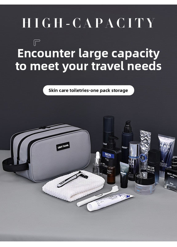 Large Waterproof Men's Toiletry Bag 3-Layer Travel Dopp Kit with Wet Dry Separation Portable Shower Organiser for Gym Business & Holiday Grey