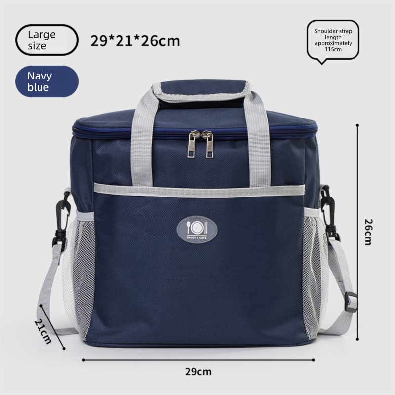 Large Insulated Cooler Bag Thermal Lunch Tote 16L Capacity with Adjustable Shoulder Strap for Picnics Camping & Work Navy Blue