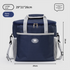 Large Insulated Cooler Bag Thermal Lunch Tote 16L Capacity with Adjustable Shoulder Strap for Picnics Camping & Work Navy Blue