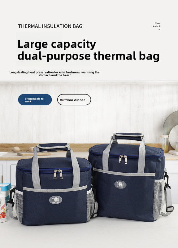 Large Insulated Cooler Bag Thermal Lunch Tote 16L Capacity with Adjustable Shoulder Strap for Picnics Camping & Work Black