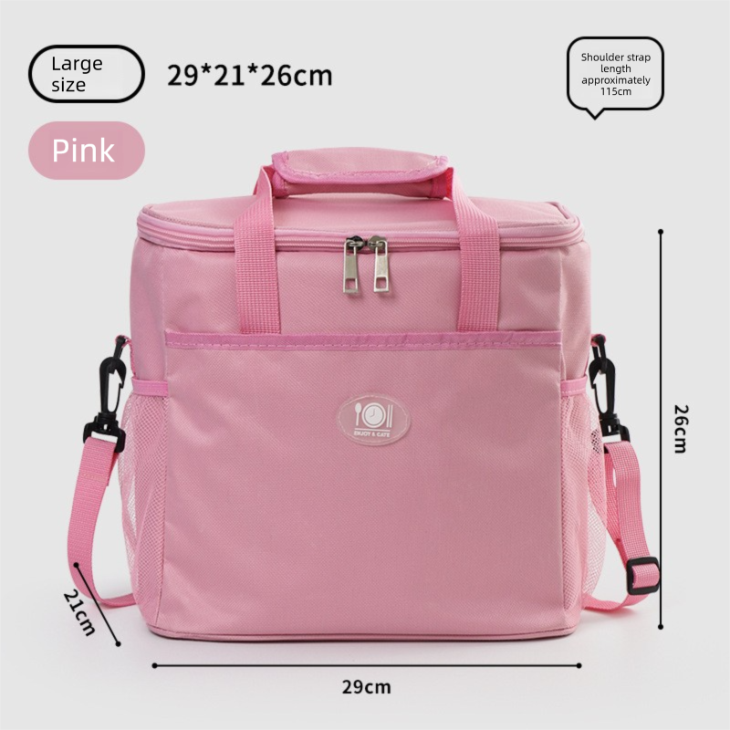 Large Insulated Cooler Bag Thermal Lunch Tote 16L Capacity with Adjustable Shoulder Strap for Picnics Camping & Work Pink