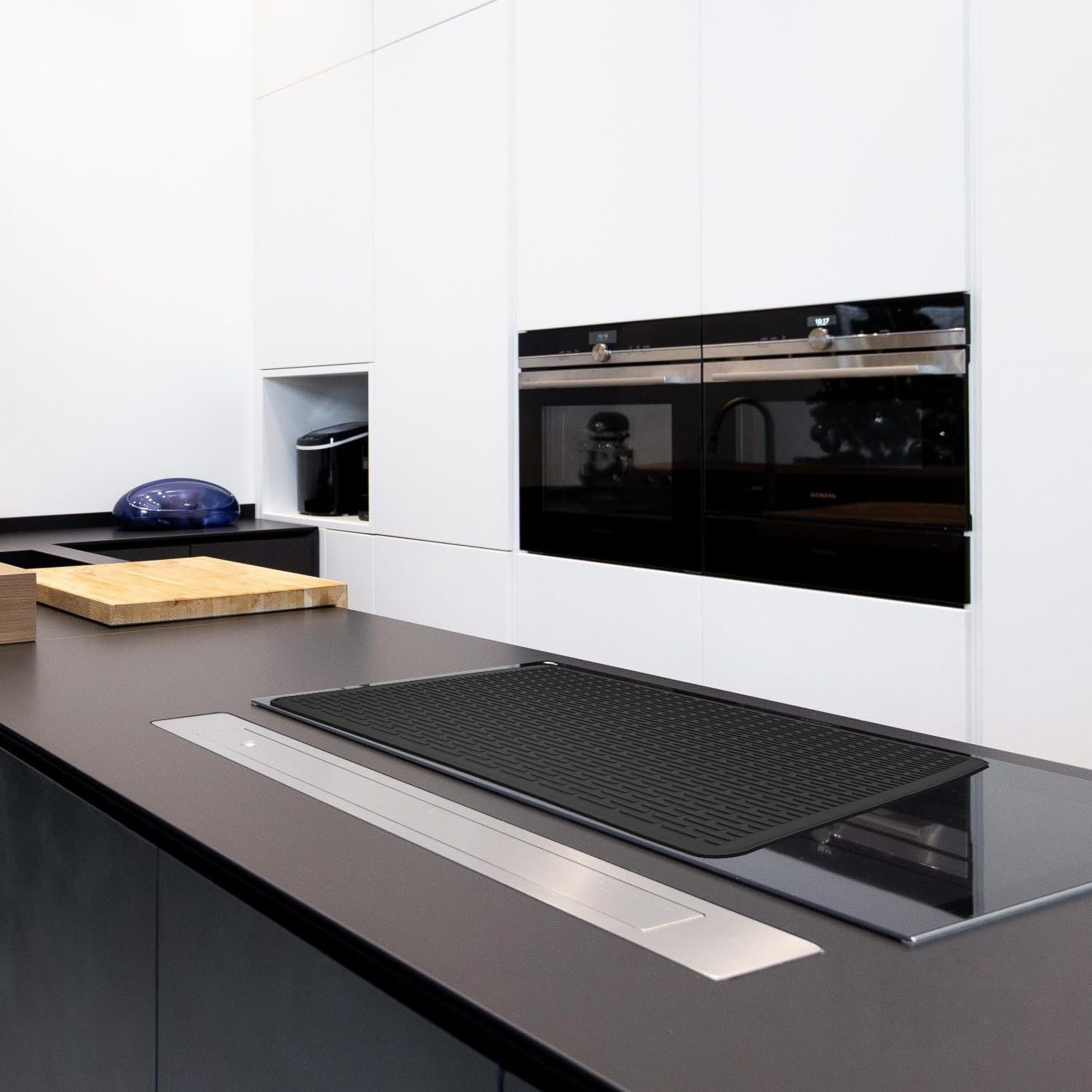 Silicone Stove Top Cover 76x53x0.25cm Heat Resistant Electric Cooktop Protector Mat for Kitchen Benchtop and Laundry Black