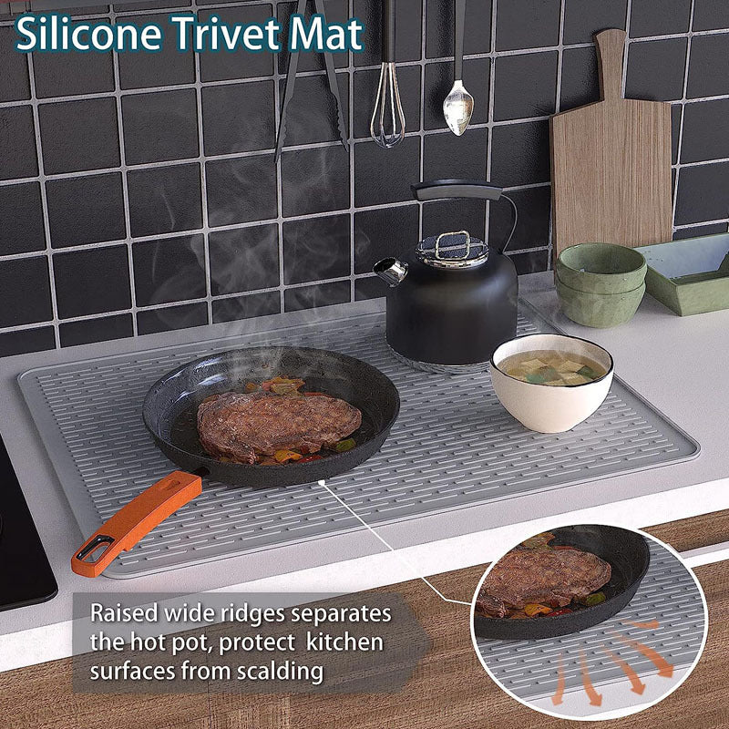 Silicone Stove Top Cover 92x52cm Heat Resistant Electric Cooktop Protector Mat for Kitchen Benchtop and Laundry Dark gray