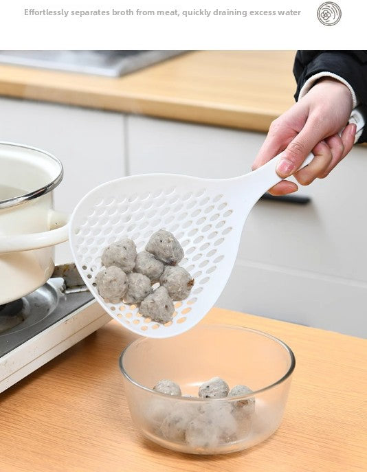 2 Pack Large Skimmer Slotted Spoon Colander Scoop - Long Handle Heat Resistant Food Strainer for Pasta, Noodles & Dumplings - White & Orange