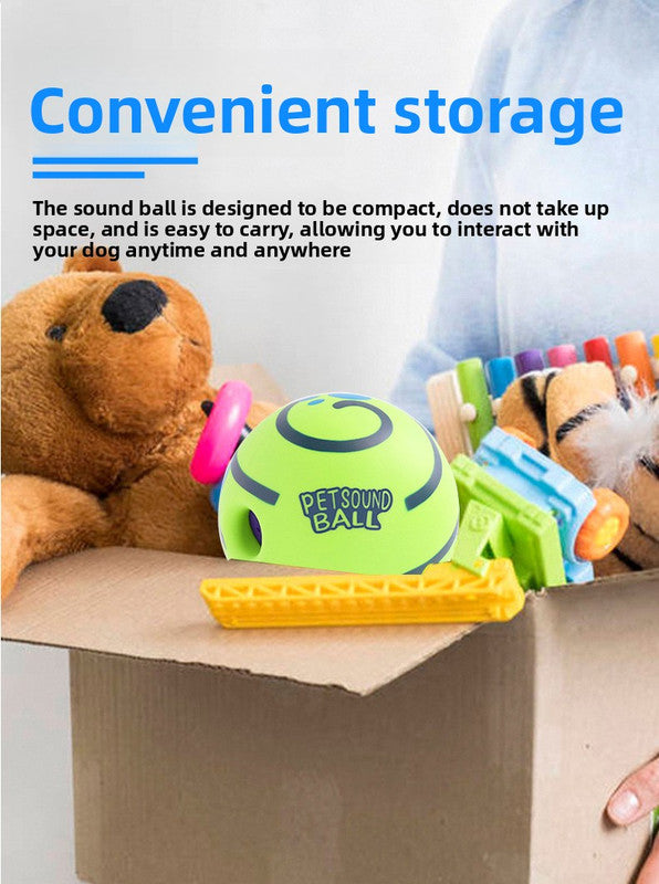 2 Pack Interactive Dog Giggle Ball Set 11cm - Green Wobble Sound Toy & White Glow in the Dark Luminous Ball - No Batteries Required for Small to Medium Dogs