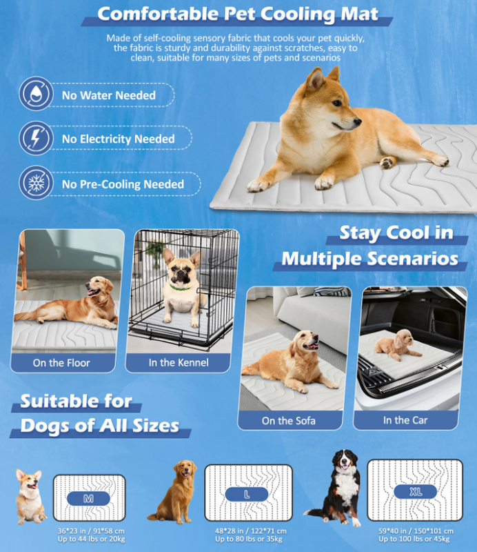 2 Pack Small Pet Cooling Mat 51x41cm - Dual Sided Self Cooling & Warm Dog Pad - Granny Grey & Light Green Crate Liner for Cats & Puppies under 8kg