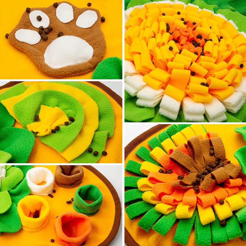 Interactive Dog Snuffle Mat Bone Shape 64x43cm - Slow Feeder & Foraging Puzzle Toy - Golden Yellow Fleece Nosework Pad for Anxiety Relief & Mental Stimulation