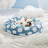 50cm Round Pet Bed Green Daisy Design - Soft Plush Donut Cuddler for Small Dogs & Cats - Calming Anxiety Relief & All-Season Comfort
