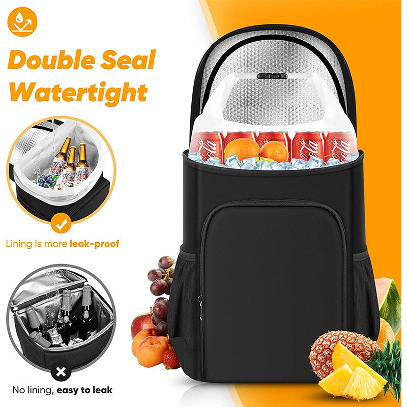 Large 45 Can Insulated Cooler Backpack for Picnic, Beach, and Camping in Australia - 36H Cooling, Waterproof Oxford Cloth, Black