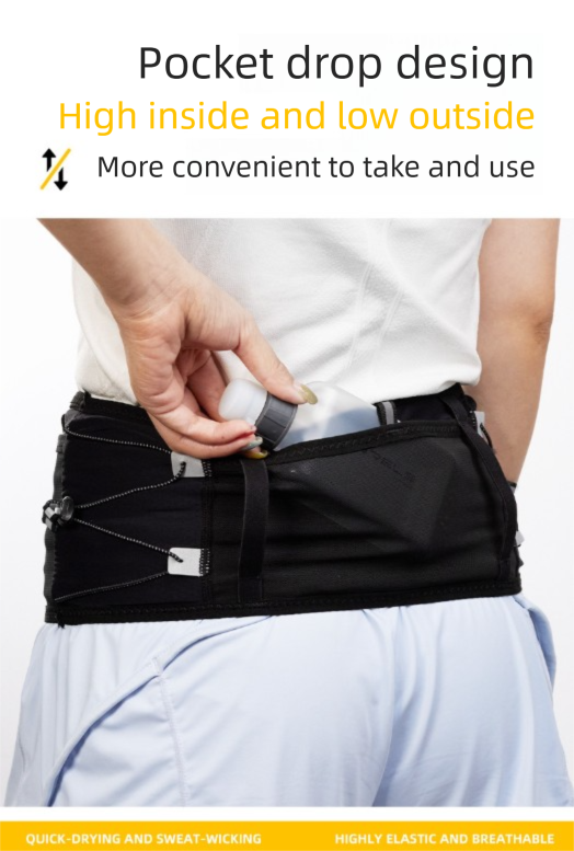 WRELS Trail Running Waist Belt - Lightweight Mesh Hydration Pack with Trekking Pole Holder - Anti-Bounce Phone Storage for Marathon & Hiking - Gray Size M (74-86cm)