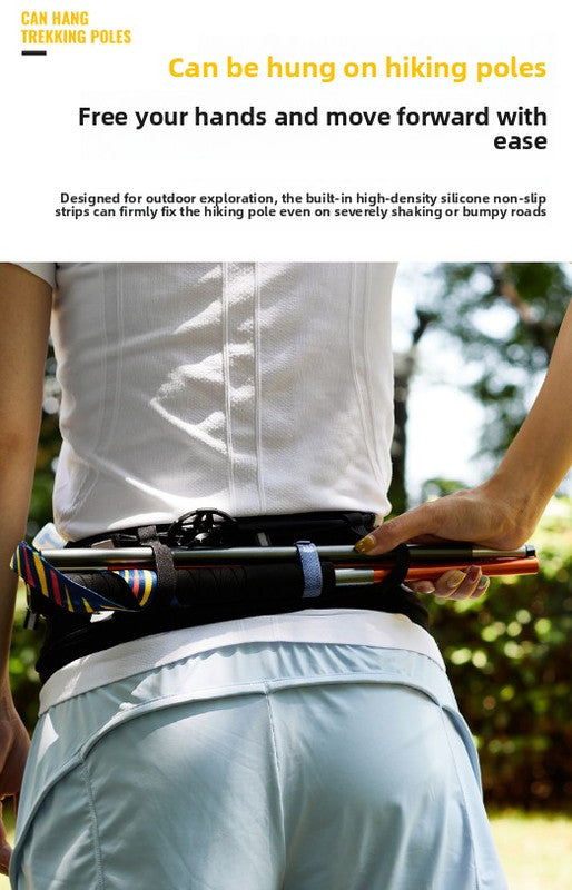 WRELS Trail Running Waist Belt - Lightweight Mesh Hydration Pack with Trekking Pole Holder - Anti-Bounce Phone Storage for Marathon & Hiking - Gray Size M (74-86cm)