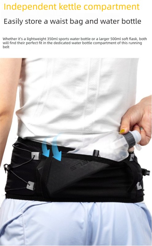 WRELS Trail Running Waist Belt - Lightweight Mesh Hydration Pack with Trekking Pole Holder - Anti-Bounce Phone Storage for Marathon & Hiking - Gray Size M (74-86cm)