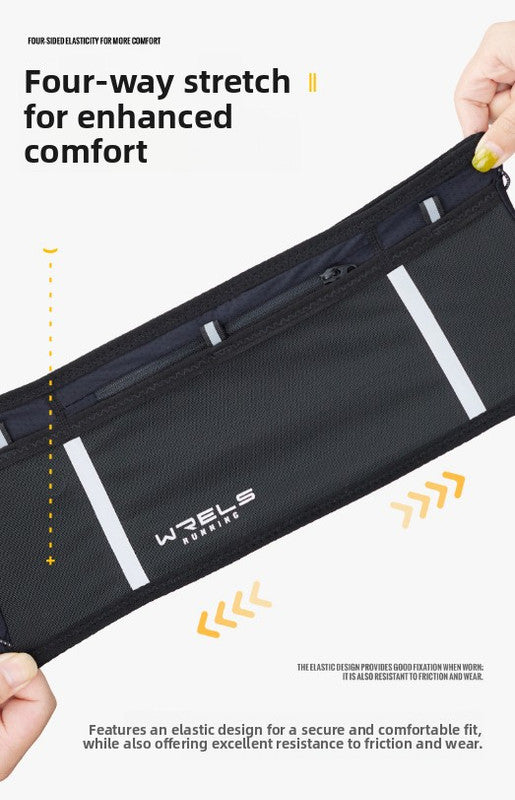 WRELS Trail Running Waist Belt - Lightweight Mesh Hydration Pack with Trekking Pole Holder - Anti-Bounce Phone Storage for Marathon & Hiking - Gray Size L (85-110cm)