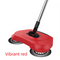 3-in-1 Hand Push Floor Sweeper - Manual Spinning Broom, Dustpan & Mop Combo - Silent Non-Electric Cleaning for Hardwood & Tiles - Vitality Red