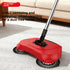 3-in-1 Hand Push Floor Sweeper - Manual Spinning Broom, Dustpan & Mop Combo - Silent Non-Electric Cleaning for Hardwood & Tiles - Vitality Red