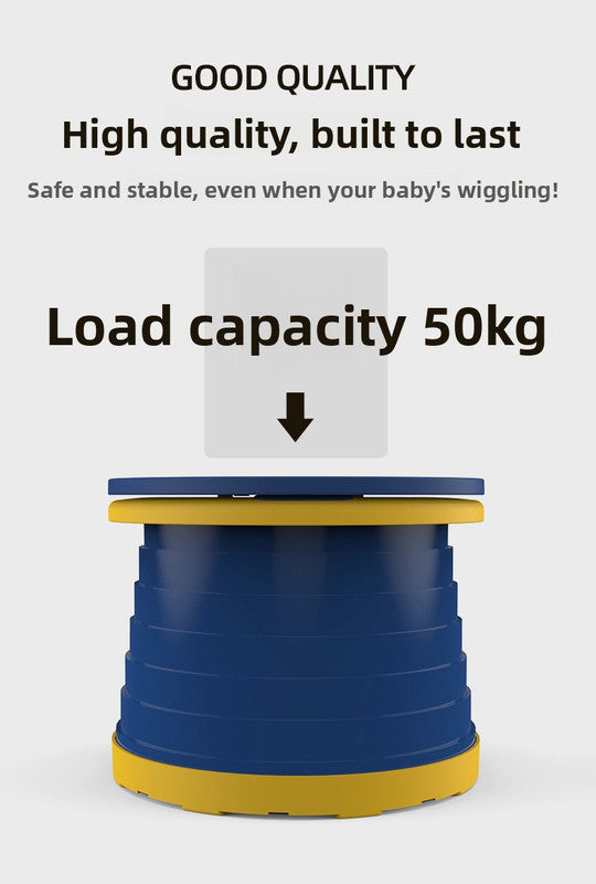 Kids Portable Travel Potty Foldable Training Toilet Seat - Blue - Compact Car & Camping Emergency Commode with Backrest - 50kg Load Capacity