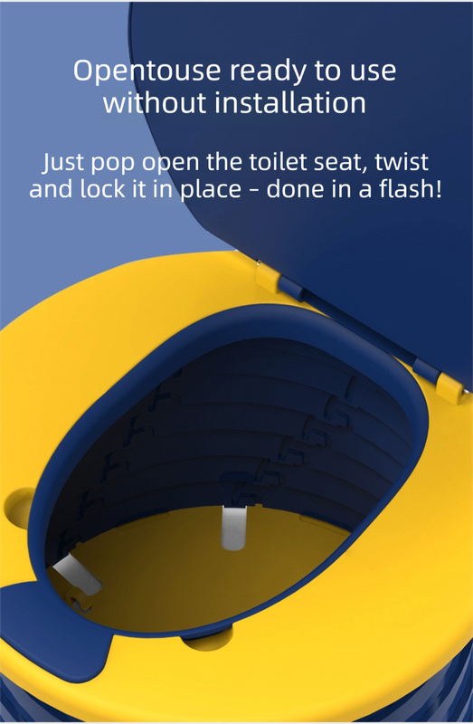 Kids Portable Travel Potty Foldable Training Toilet Seat - Blue - Compact Car & Camping Emergency Commode with Backrest - 50kg Load Capacity