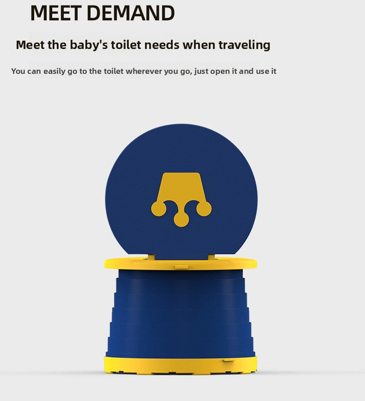 Kids Portable Travel Potty Foldable Training Toilet Seat - Blue - Compact Car & Camping Emergency Commode with Backrest - 50kg Load Capacity