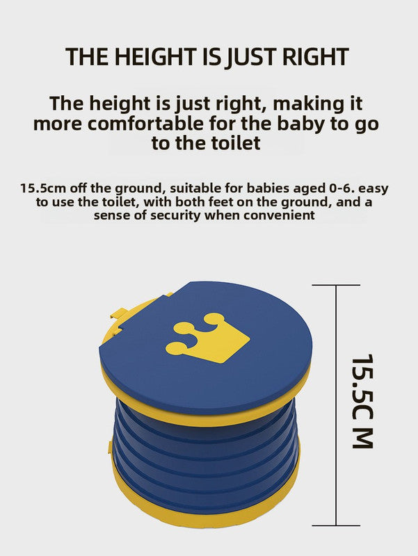 Kids Portable Travel Potty Foldable Training Toilet Seat - Blue - Compact Car & Camping Emergency Commode with Backrest - 50kg Load Capacity