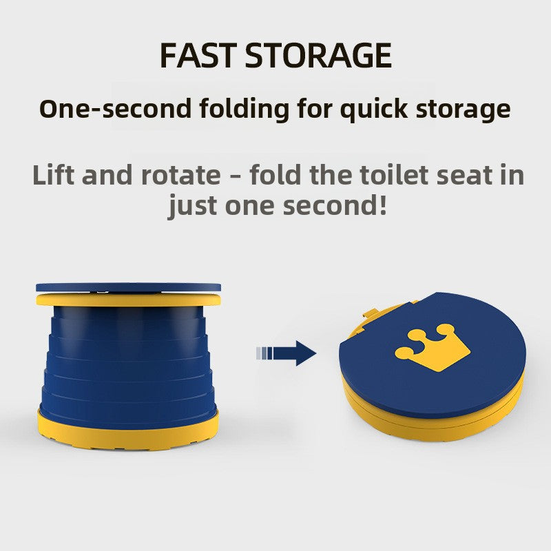 Kids Portable Travel Potty Foldable Training Toilet Seat - Blue - Compact Car & Camping Emergency Commode with Backrest - 50kg Load Capacity
