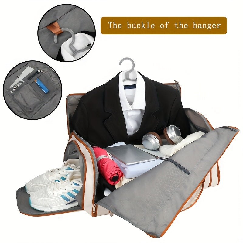 Convertible Travel Garment Bag Large Duffel Suit Carrier with Shoe Compartment & Hidden Backpack Straps Waterproof  Light Pink