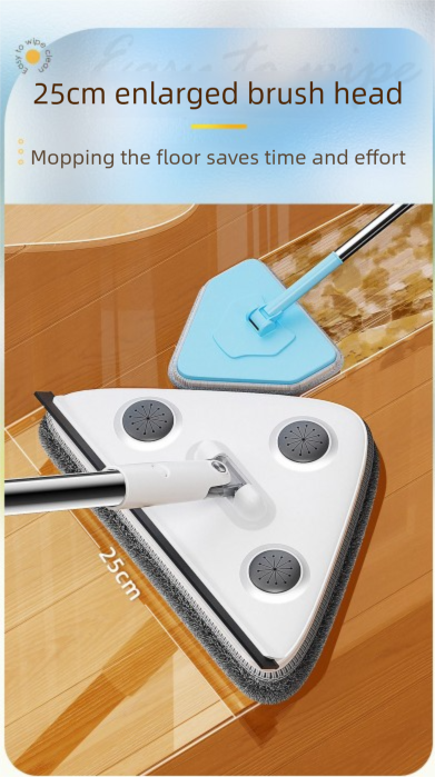 Adjustable Triangle Cleaning Mop 119cm Long Handle Window Squeegee Wall Washer Rotatable Head for Ceilings High Corners Wet Dry Use with 4 Microfibre Pads