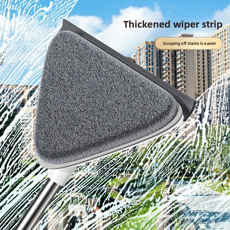 Adjustable Triangle Cleaning Mop 119cm Long Handle Window Squeegee Wall Washer Rotatable Head for Ceilings High Corners Wet Dry Use with 4 Microfibre Pads