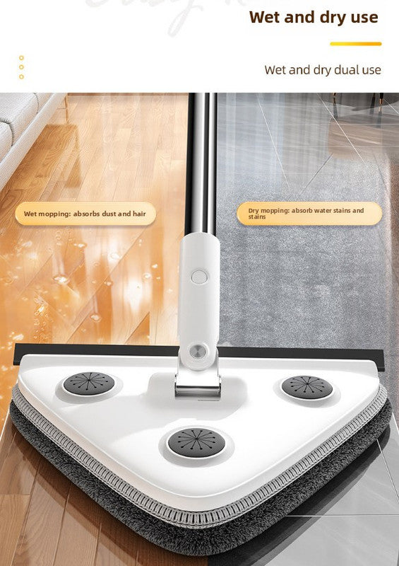 Adjustable Triangle Cleaning Mop 119cm Long Handle Window Squeegee Wall Washer Rotatable Head for Ceilings High Corners Wet Dry Use with 4 Microfibre Pads