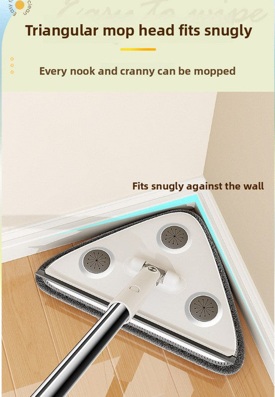 Large 35cm Triangle Cleaning Mop with Extra Long 188cm Reinforced Handle Window Squeegee & 2 Microfibre Pads for High Ceilings