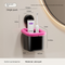 Suction Cup Bathroom Organizer Wall Mounted Toothbrush Holder No Drill Storage Caddy with Drainage for Electric Toothbrush Razor Makeup Black & Pink