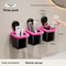3 Pack Suction Cup Bathroom Organizer Wall Mounted Toothbrush Holder No Drill Storage Caddy with Drainage for Electric Toothbrush Razor Makeup Black & Pink