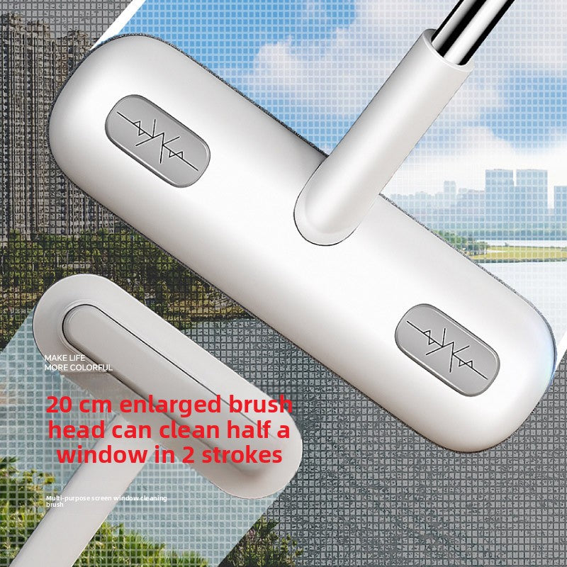 2-in-1 Window Fly Screen Cleaner Brush with Extendable 82cm Stainless Steel Handle Multifunctional Mesh Cleaning Tool for Wet and Dry Use on Glass and Carpets