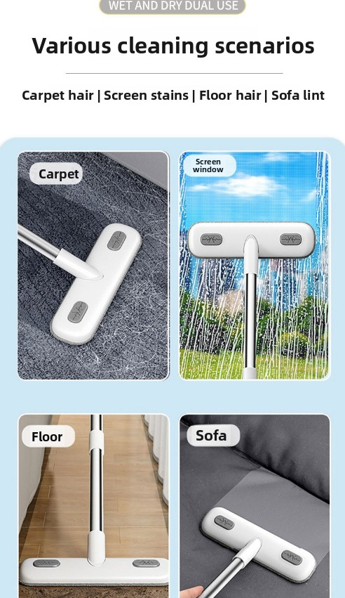 2-in-1 Window Fly Screen Cleaner Brush with Extendable 82cm Stainless Steel Handle and Wall Mount Clip Multifunctional Mesh Cleaning Tool for Wet and Dry Use