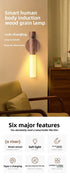 Yellow Wood Grain Motion Sensor Night Light LED Rechargeable Magnetic Stick Wall Lamp Smart Wireless Batten for Hallway Staircase Natural Ash Style Warm White