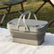 Collapsible Picnic Basket with Mini Table Lid Portable Folding Storage Crate with Cup Holders and Phone Stand Multi-Functional Outdoor Camping Sink Basin Grey