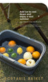 Collapsible Picnic Basket with Mini Table Lid Portable Folding Storage Crate with Cup Holders and Phone Stand Multi-Functional Outdoor Camping Sink Basin Grey